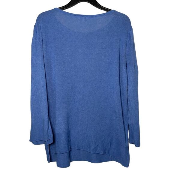 J Jill Blue Linen Cotton Blend Oversized long-sleeve Shirt Size M - Picture 2 of 8
